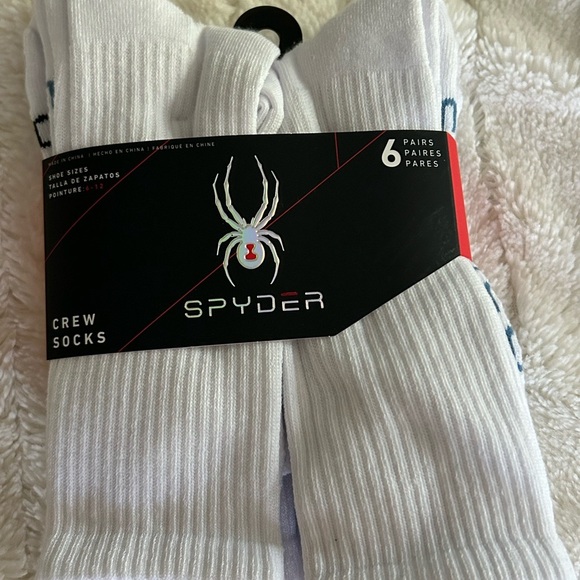 Spyder White Crew Socks for Men - 6 Pairs - Picture 1 of 4